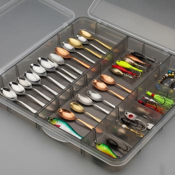 Tidy lure spread with spoons and spinners