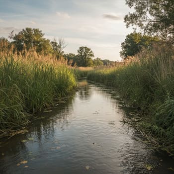 Narrow reed lane with gentle ripple