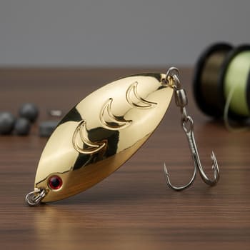 Gold spoon lure closeup