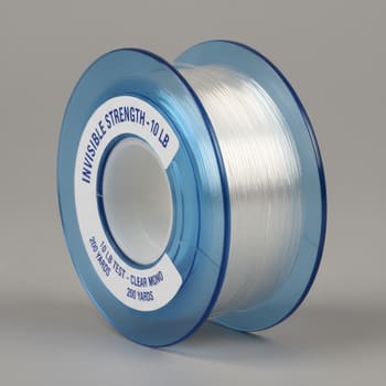 Clear monofilament spool close-up