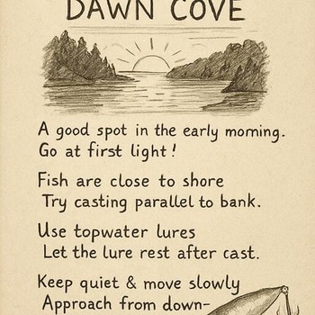 Dawn cove with light ripples and reed line