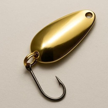 Shallow-running gold spoon with single hook