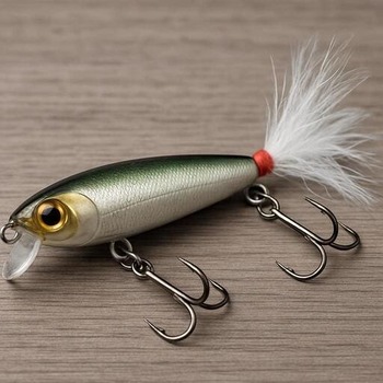 Slim topwater lure with feathered tail