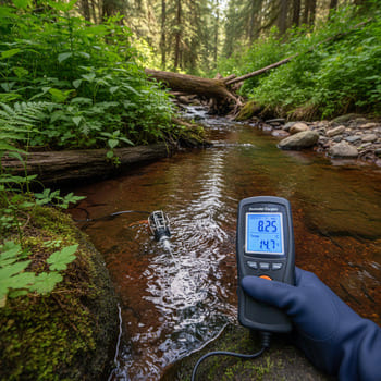 Dissolved oxygen meter near the bank