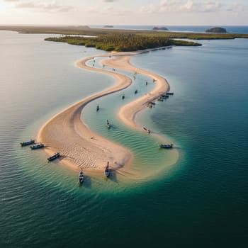 Sand bar with channel cut