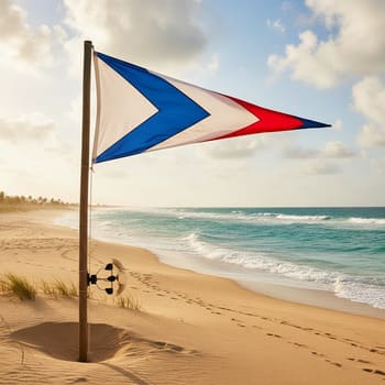 Beach flag indicating wind direction