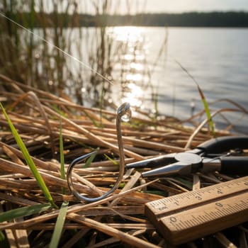 Barbless hook prepared near reed edge