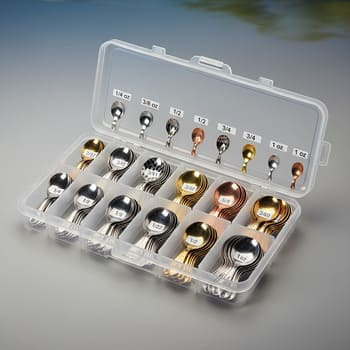 Compact set of spoons arranged by weight